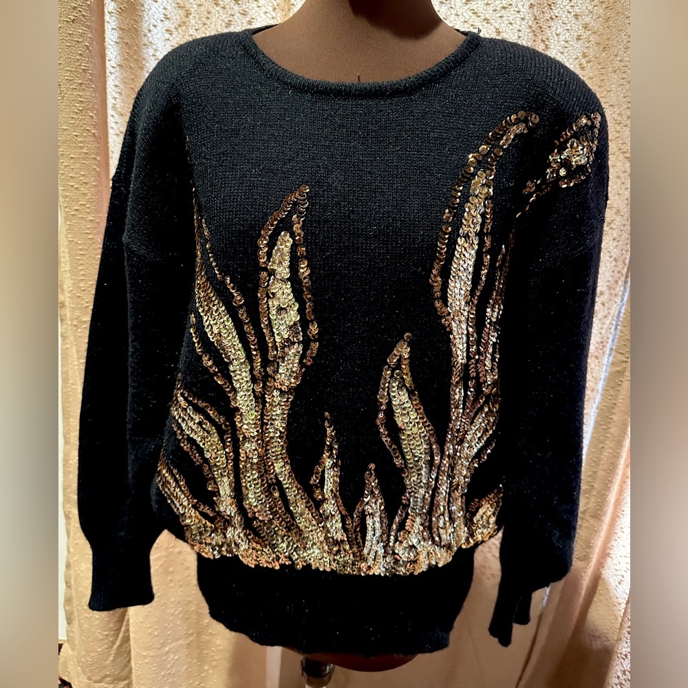 Vintage flame sequin sweater